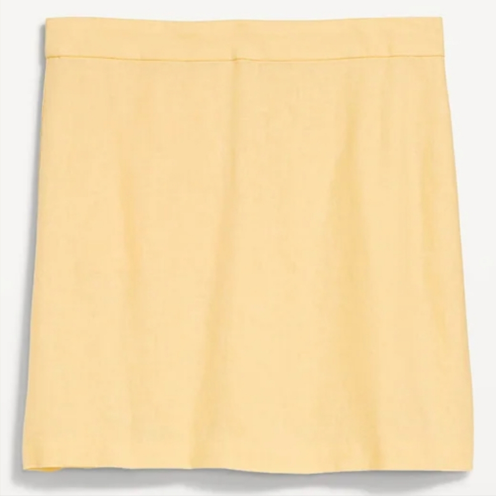 Old Navy High Waisted Linen Blend Mini Skirt Butter Yellow